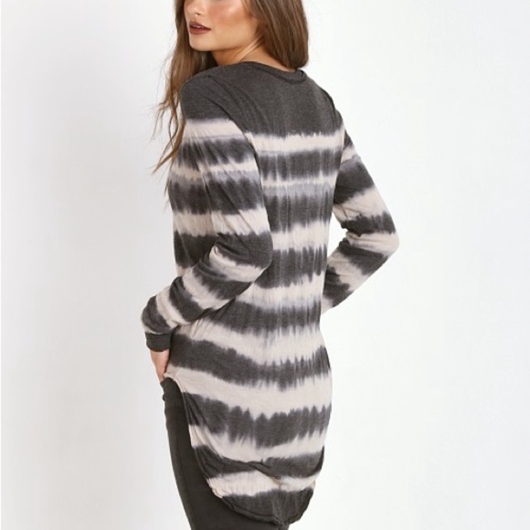 Free People Shiny Slub Radical Tunic Oatmeal Combo Long Sleeve Button Front Top - Picture 3 of 10